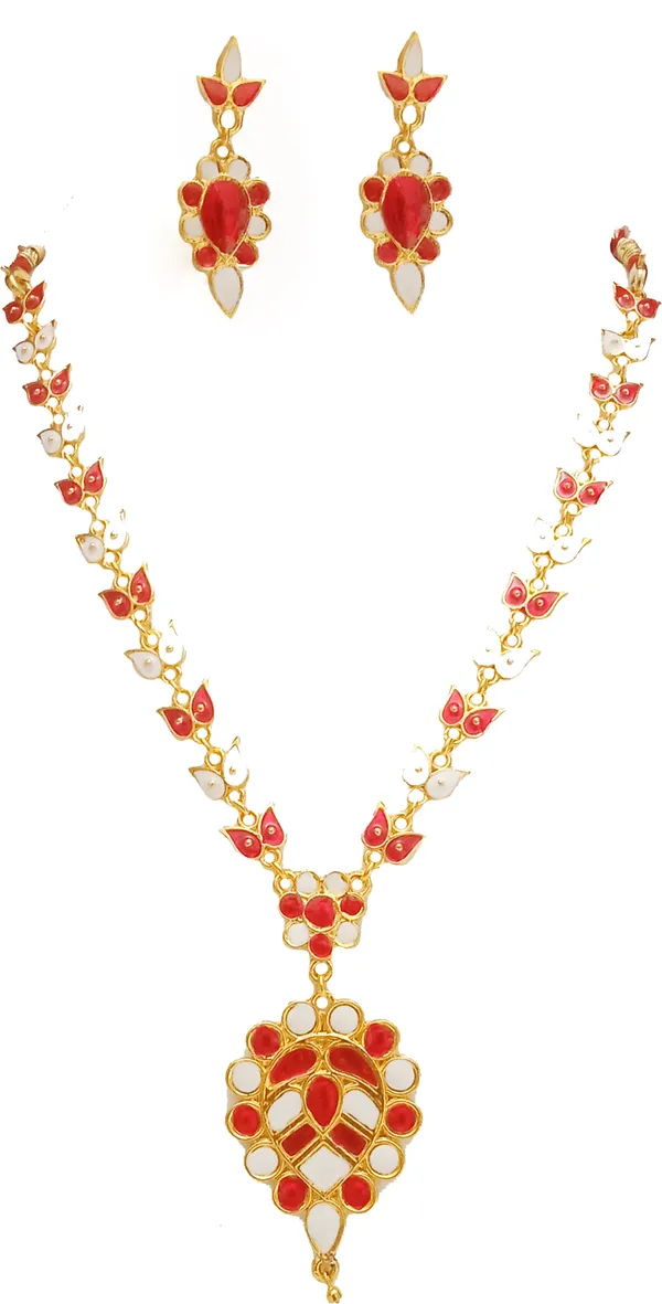 Assamese_Traditional_Gold_Plated_Red_White_Dugdugi-Patio_Set_For_Women_&_Girl